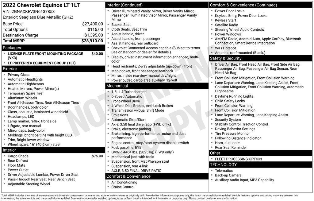 used 2022 Chevrolet Equinox car, priced at $22,074