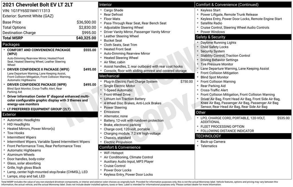 used 2021 Chevrolet Bolt EV car, priced at $13,950
