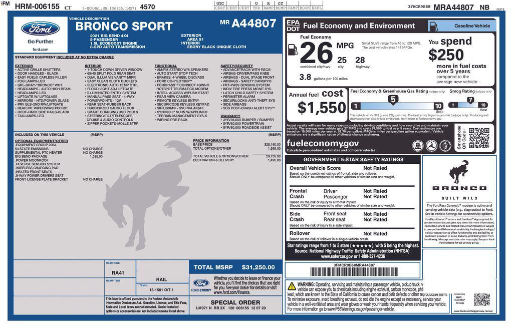 used 2021 Ford Bronco Sport car, priced at $21,749
