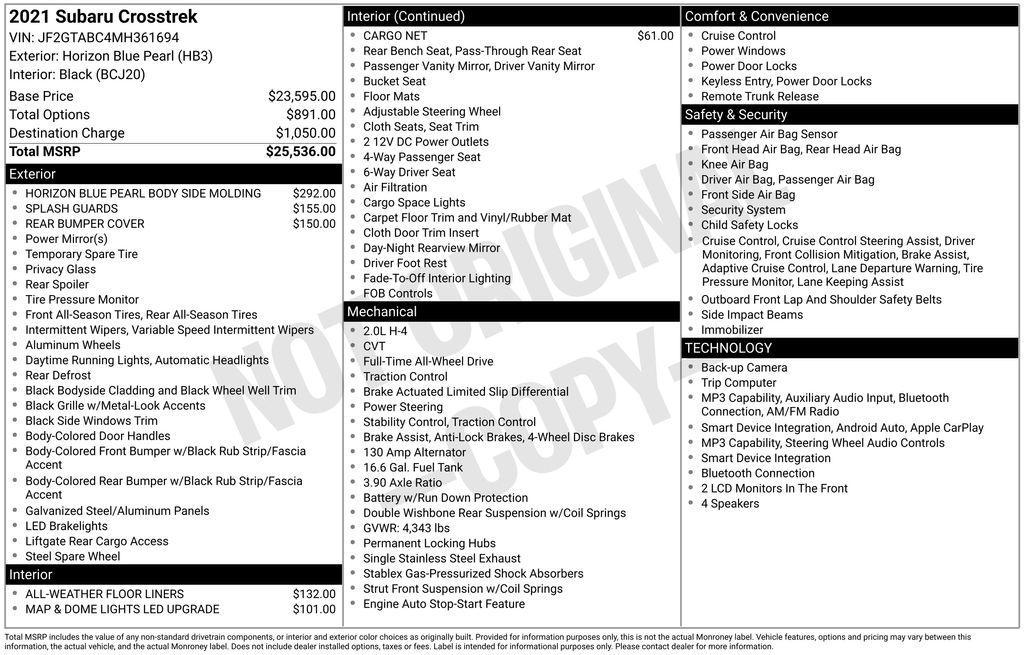 used 2021 Subaru Crosstrek car, priced at $19,549