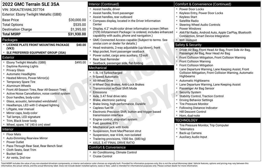 used 2022 GMC Terrain car, priced at $20,950