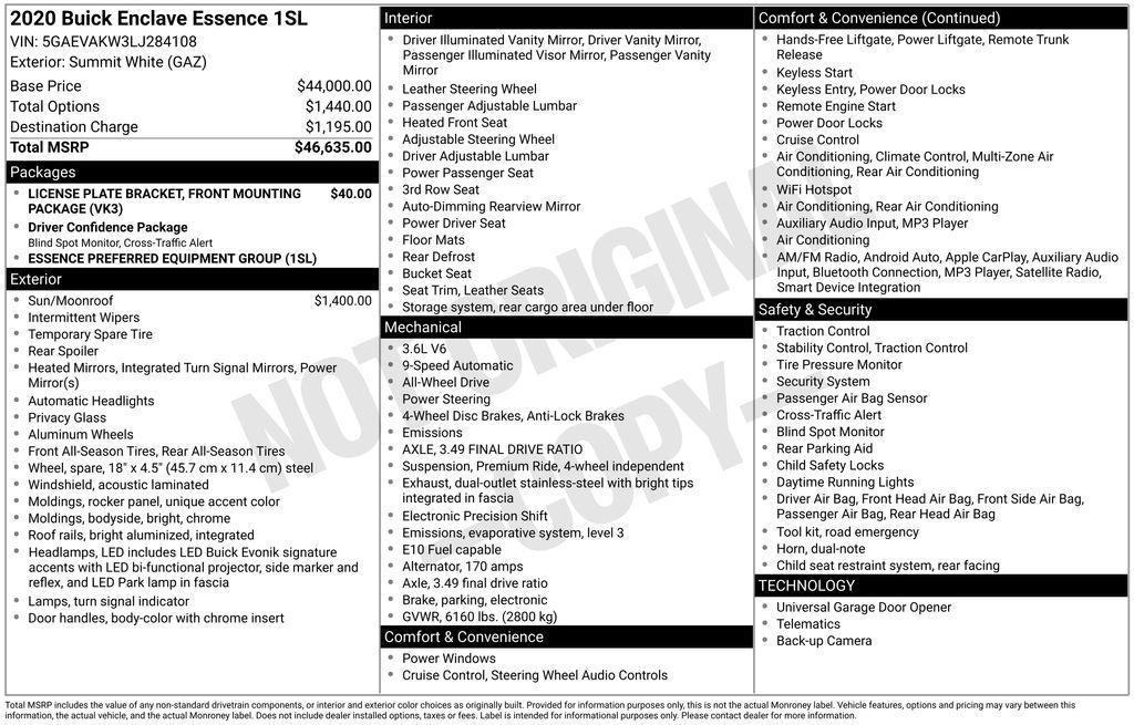 used 2020 Buick Enclave car, priced at $22,275