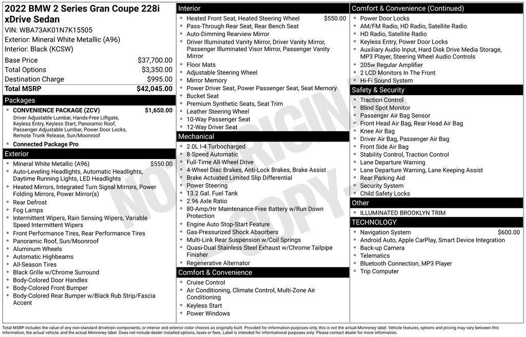 used 2022 BMW 228 Gran Coupe car, priced at $23,375