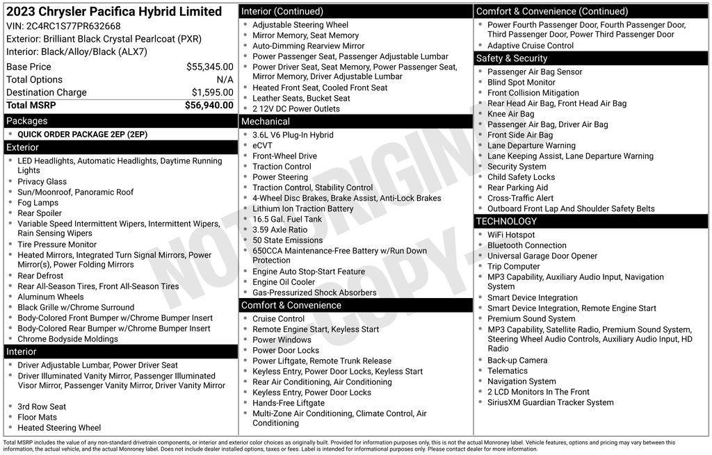 used 2023 Chrysler Pacifica Hybrid car, priced at $27,749