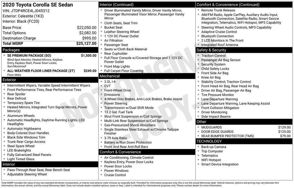 used 2020 Toyota Corolla car, priced at $17,990