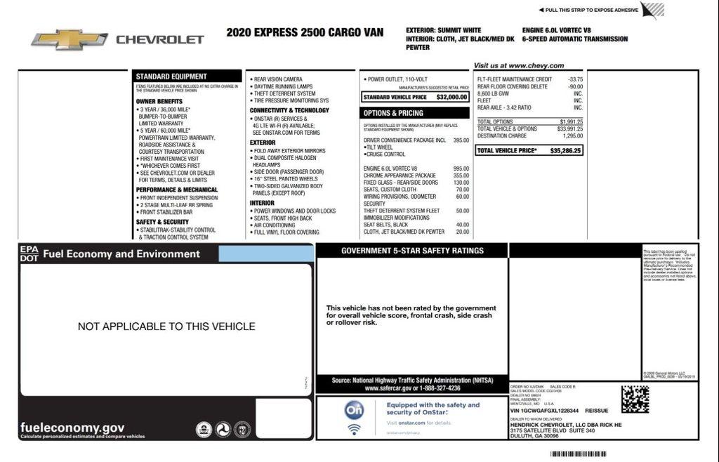 used 2020 Chevrolet Express 2500 car, priced at $23,990