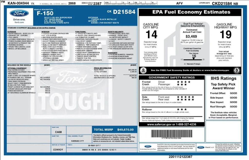 used 2012 Ford F-150 car, priced at $19,990