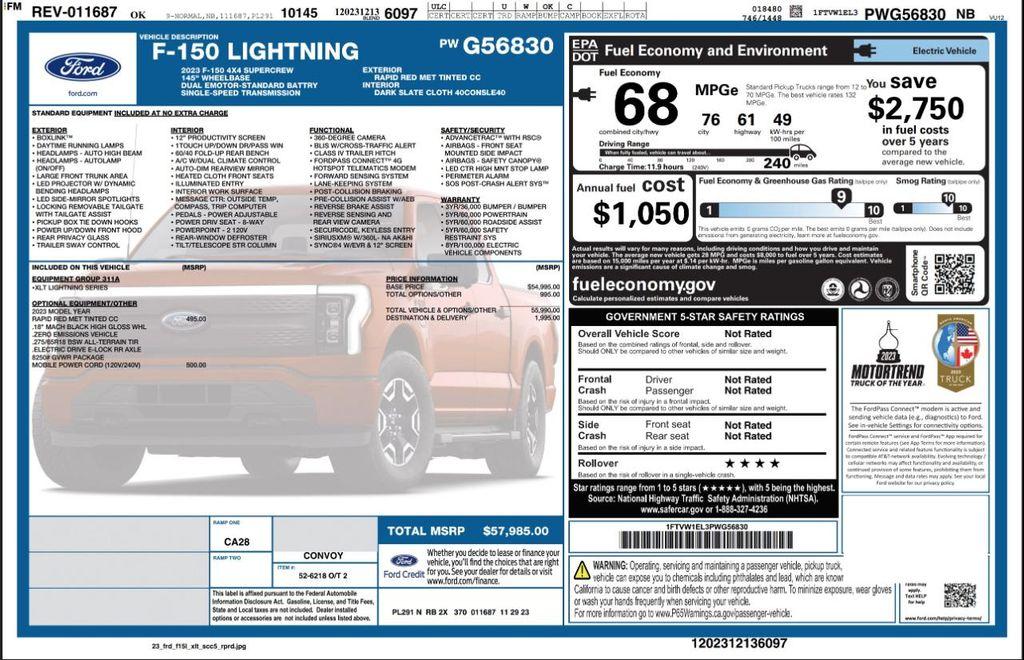 used 2023 Ford F-150 Lightning car, priced at $41,990