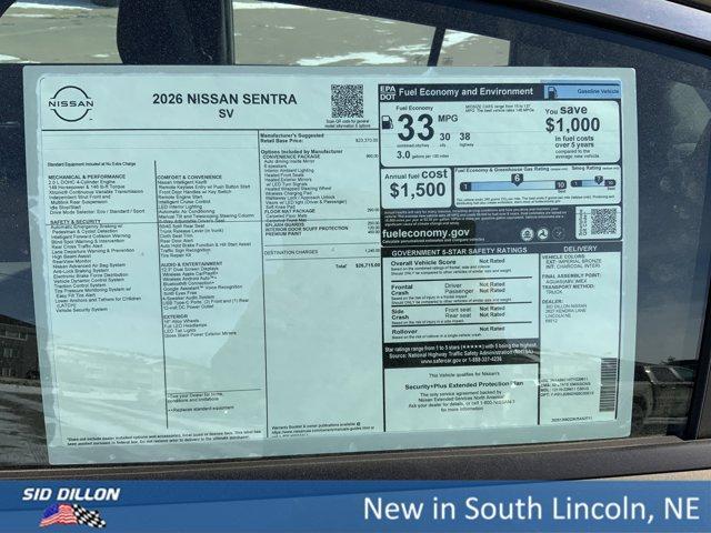 new 2026 Nissan Sentra car, priced at $26,715