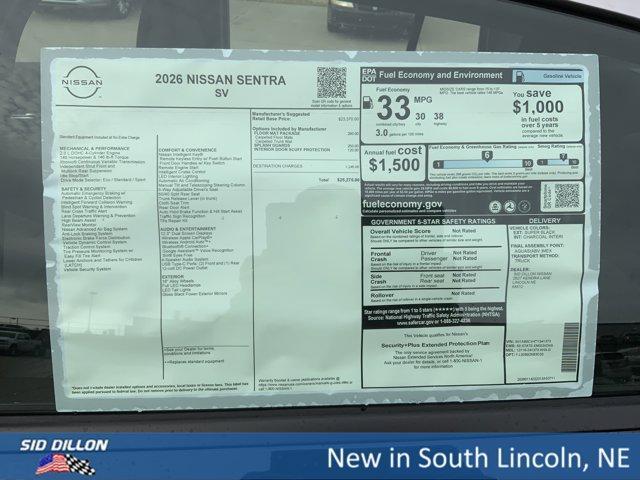 new 2026 Nissan Sentra car, priced at $24,025