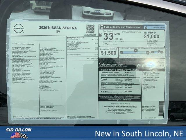 new 2026 Nissan Sentra car, priced at $25,725