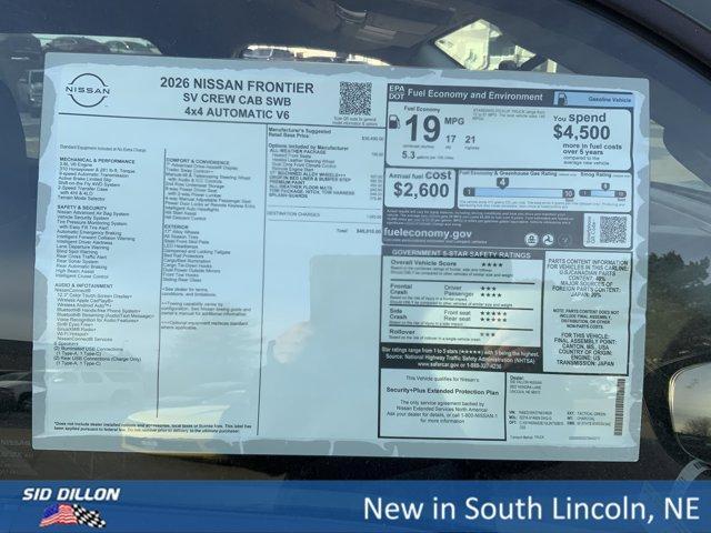 new 2026 Nissan Frontier car, priced at $42,510