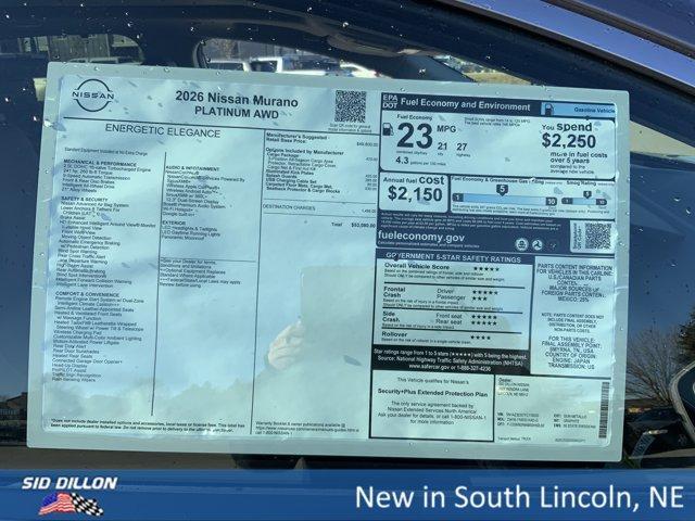 new 2026 Nissan Murano car, priced at $50,580