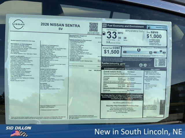 new 2026 Nissan Sentra car, priced at $26,265
