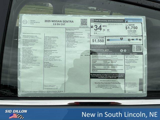 new 2025 Nissan Sentra car, priced at $24,455