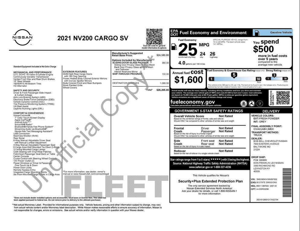 used 2021 Nissan NV200 car, priced at $17,570