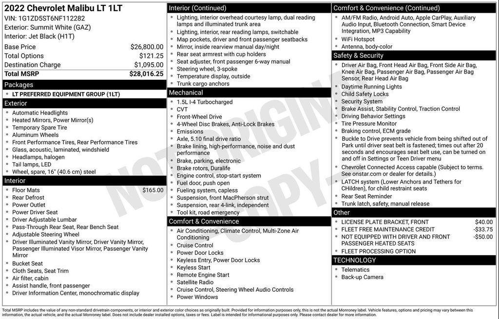 used 2022 Chevrolet Malibu car, priced at $13,000