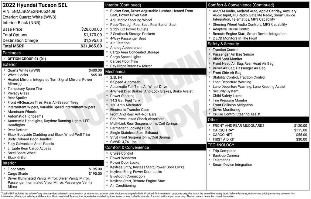used 2022 Hyundai Tucson car, priced at $20,500