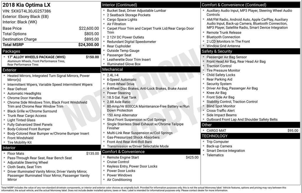 used 2018 Kia Optima car, priced at $10,250