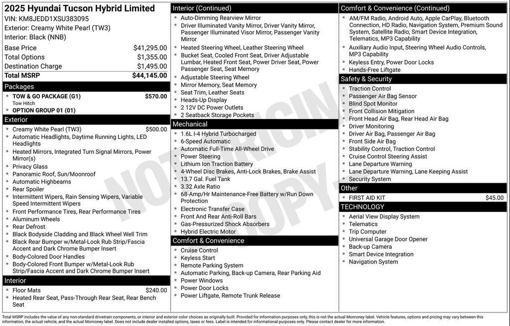 new 2025 Hyundai TUCSON Hybrid car, priced at $35,854