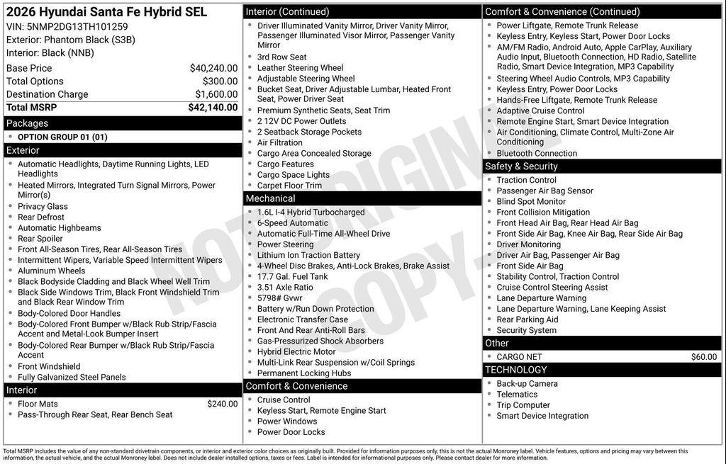 new 2026 Hyundai Santa Fe car, priced at $39,828
