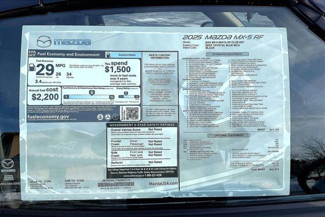 new 2025 Mazda MX-5 Miata RF car, priced at $41,828