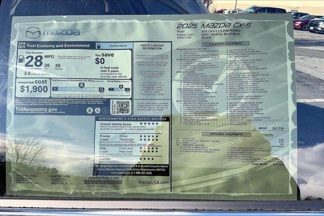new 2025 Mazda CX-5 car, priced at $32,748