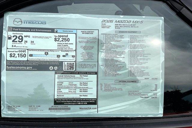 new 2026 Mazda MX-5 Miata car, priced at $35,970