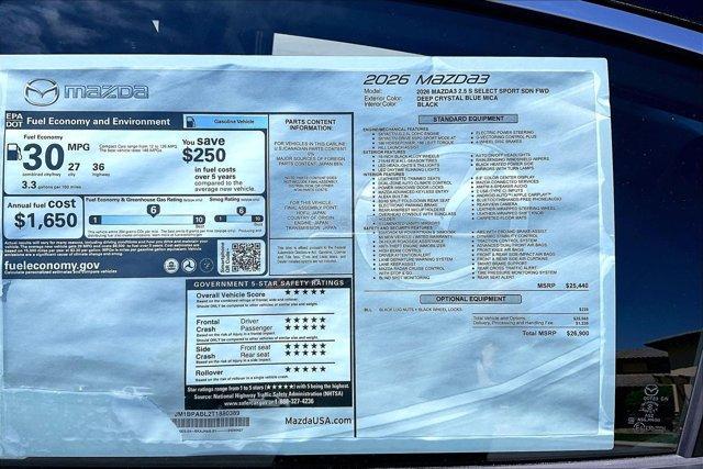 new 2026 Mazda Mazda3 car, priced at $26,219