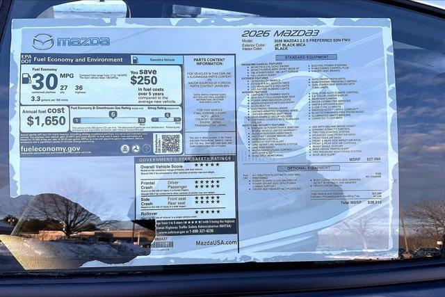 new 2026 Mazda Mazda3 car, priced at $27,800