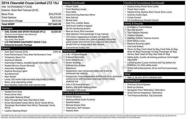 used 2016 Chevrolet Cruze Limited car, priced at $11,750