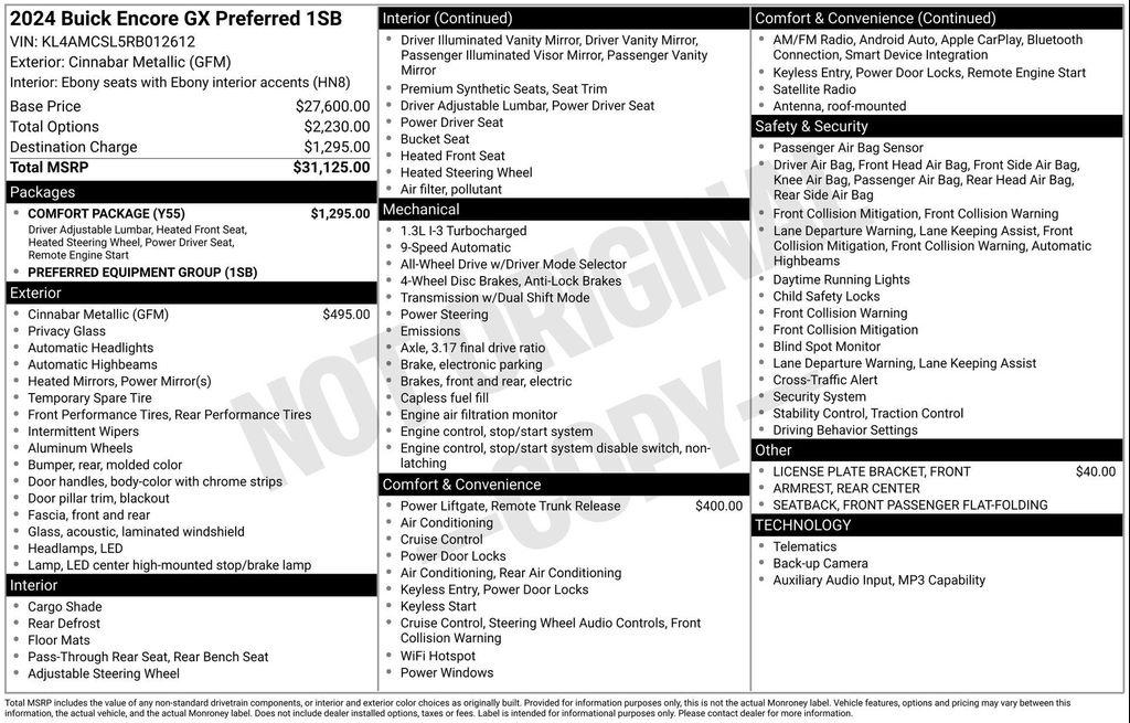 used 2024 Buick Encore GX car, priced at $24,410