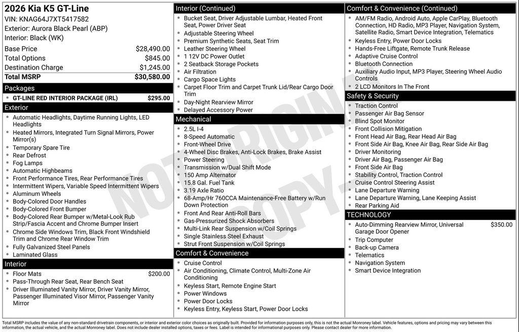 used 2026 Kia K5 car, priced at $30,038