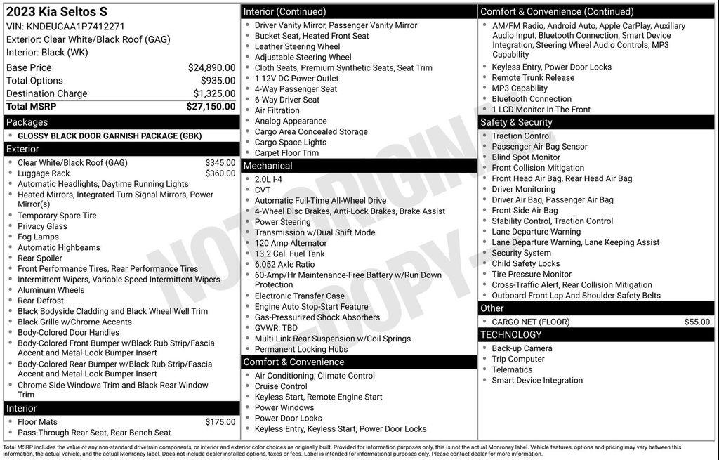 used 2023 Kia Seltos car, priced at $18,671