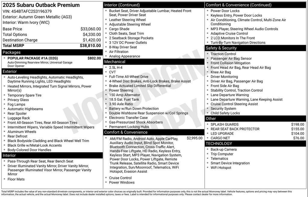 used 2025 Subaru Outback car, priced at $29,999