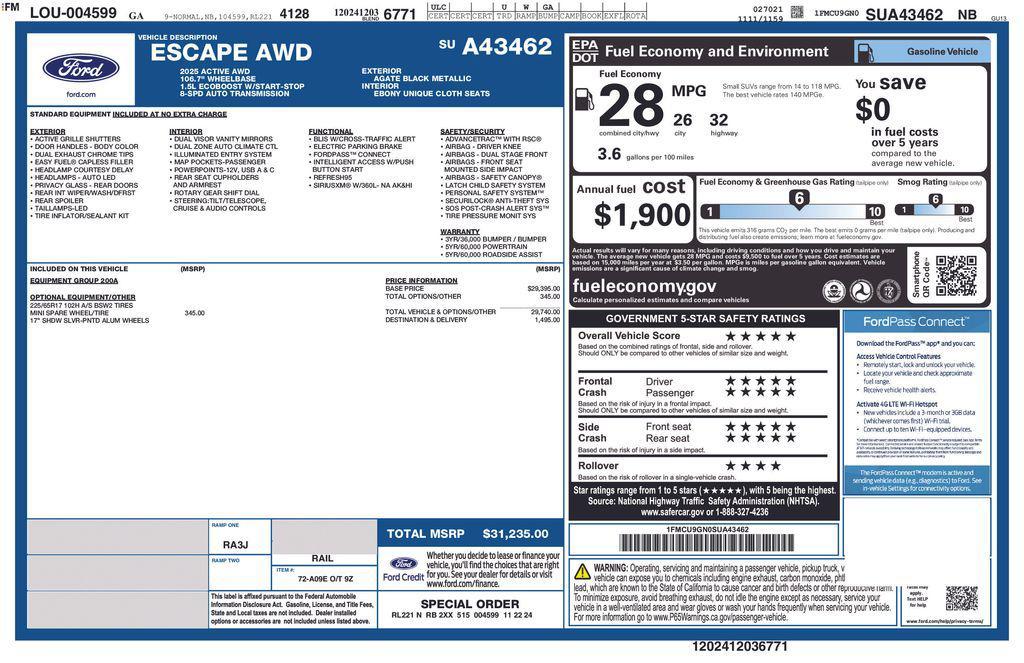 used 2025 Ford Escape car, priced at $23,856