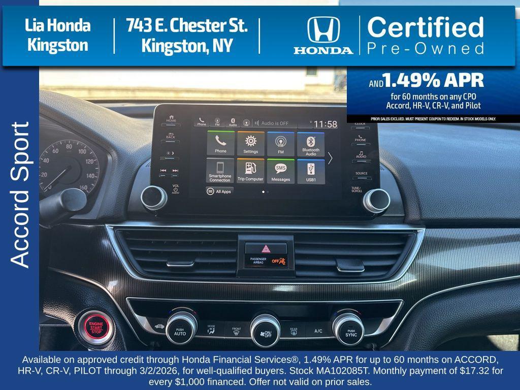 used 2021 Honda Accord car, priced at $23,845