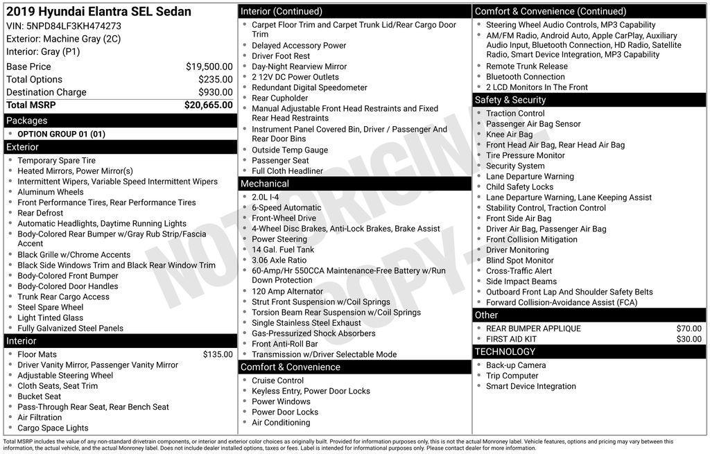 used 2019 Hyundai Elantra car, priced at $13,981