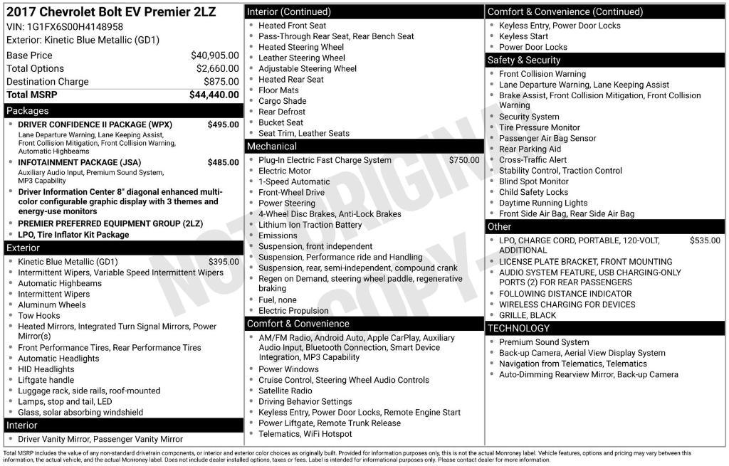 used 2017 Chevrolet Bolt EV car, priced at $8,995