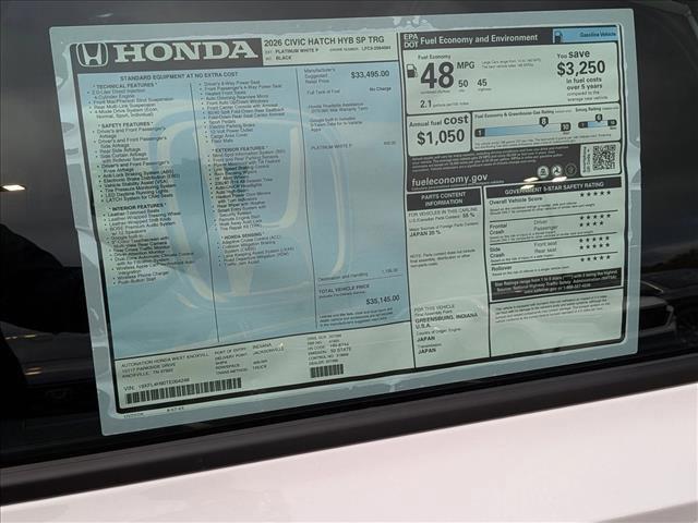 new 2026 Honda Civic Hybrid car, priced at $34,145