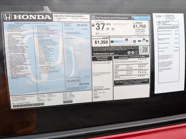 new 2026 Honda CR-V Hybrid car, priced at $42,130