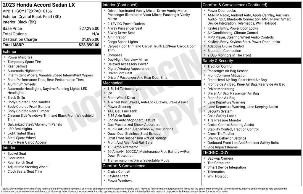 used 2023 Honda Accord car, priced at $22,735