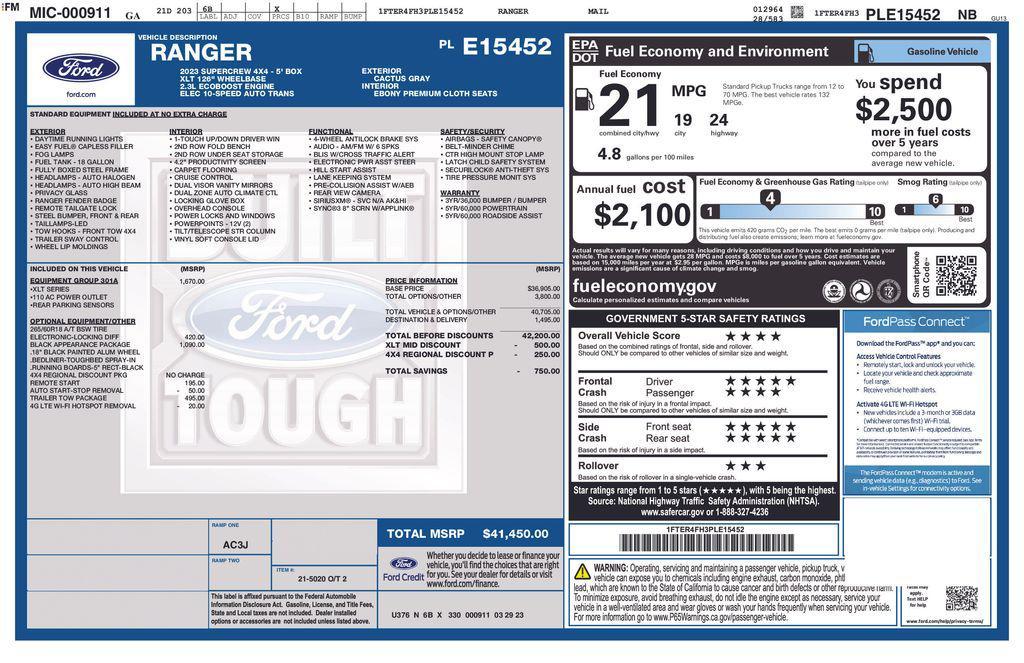 used 2023 Ford Ranger car, priced at $24,345