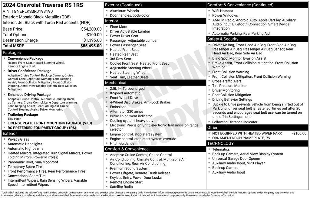 used 2024 Chevrolet Traverse car, priced at $44,358