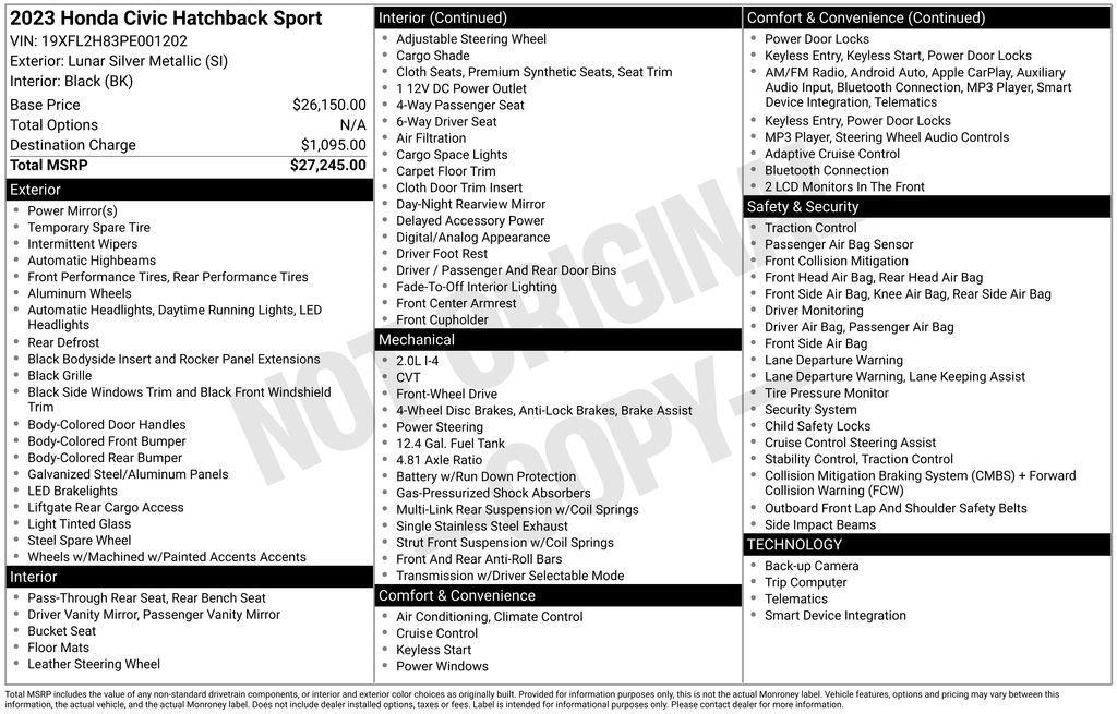 used 2023 Honda Civic car, priced at $24,063