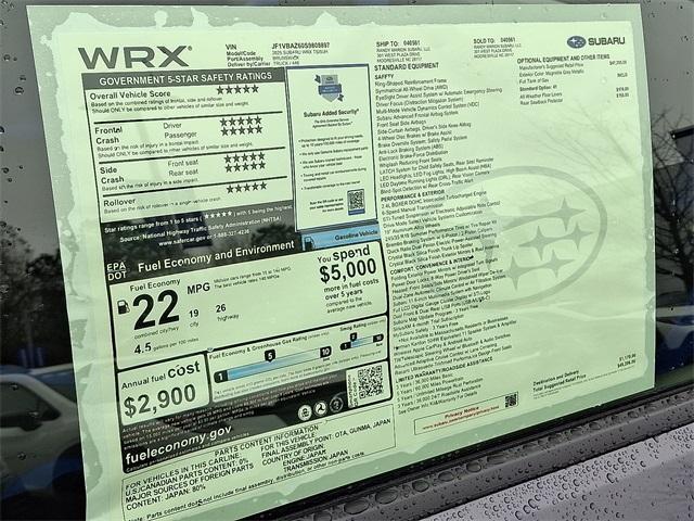 new 2025 Subaru WRX car, priced at $47,141