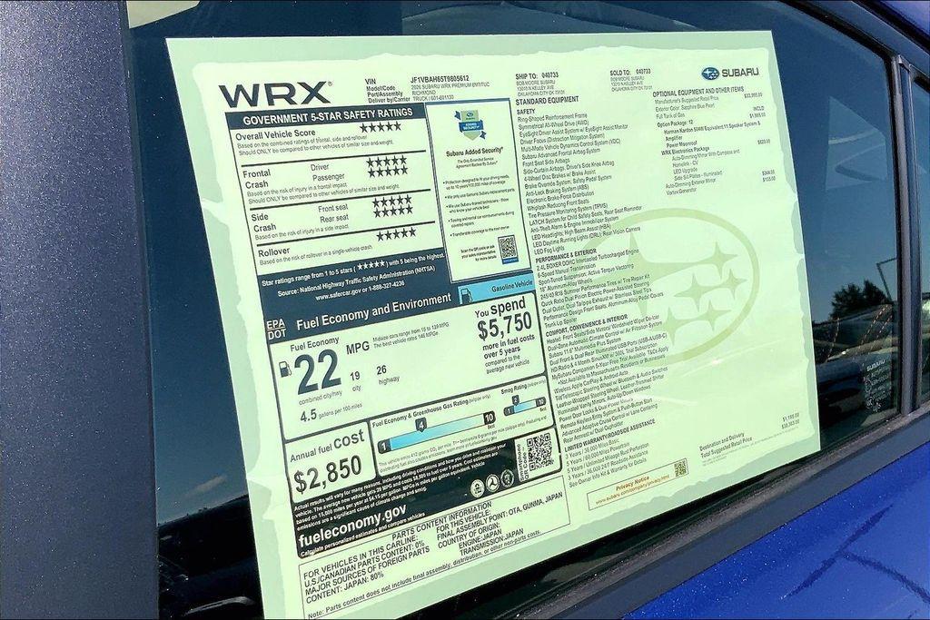 new 2026 Subaru WRX car, priced at $39,761