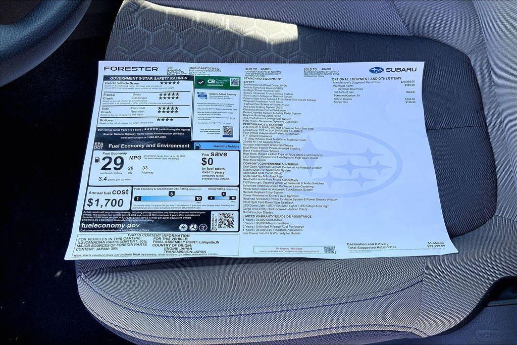 new 2026 Subaru Forester car, priced at $29,198