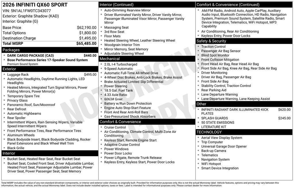 used 2026 INFINITI QX60 car, priced at $49,998