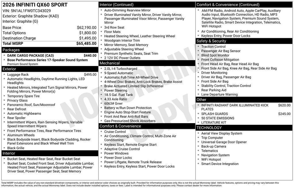 used 2026 INFINITI QX60 car, priced at $49,998